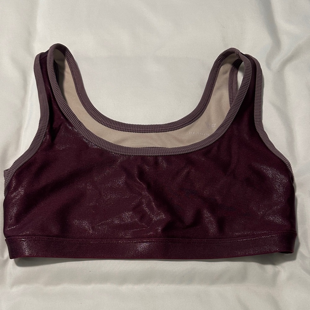Heroine Sport Plum Shimmer Scoop Bralette with Contrast Trim